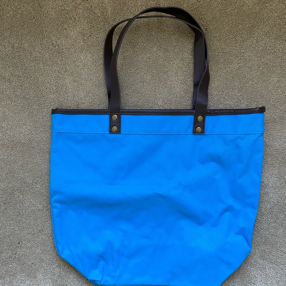 Canvas Tote Bag with vegan leather handles and laminated interior